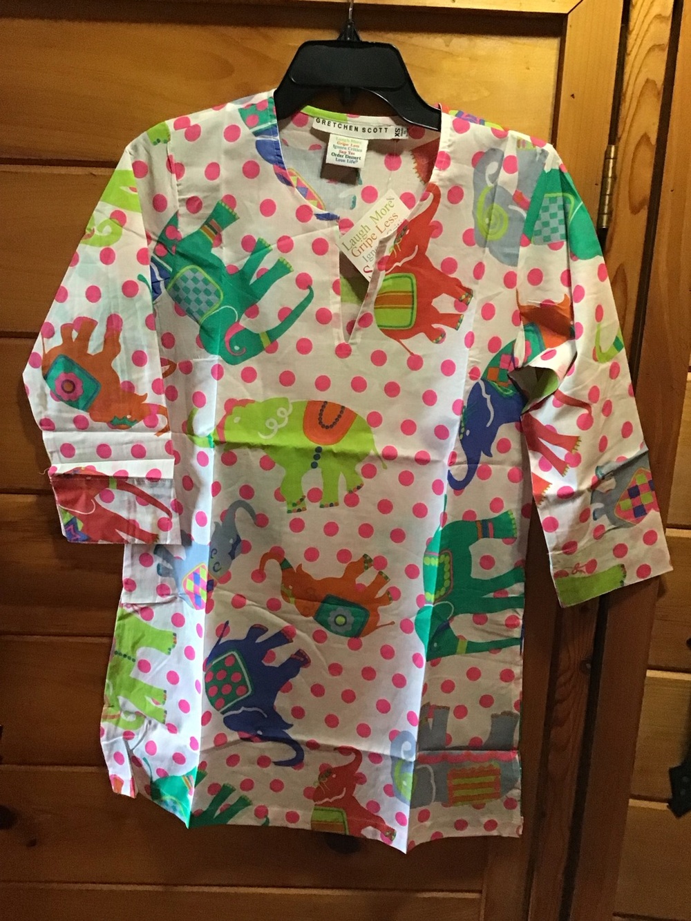Elephant Print Pink Polka Dot Top